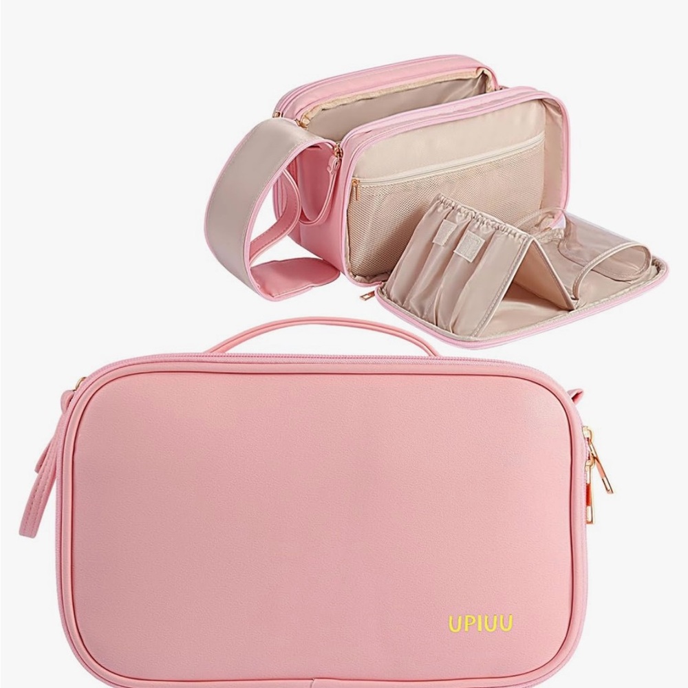 Pink Multi-Compartment Makeup & Toiletry Travel Organizer Bag